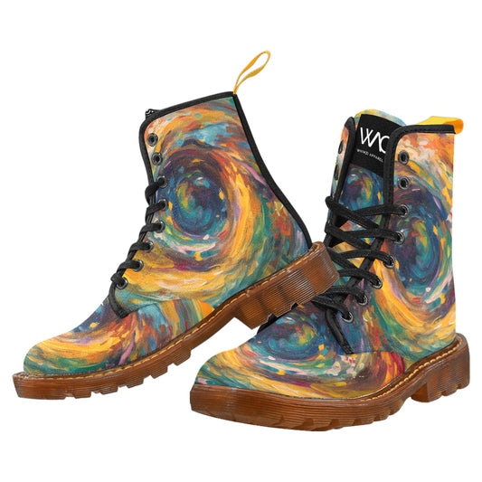 Abstract Swirl Art Women's Winter  Lace Up Canvas Boots