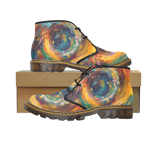 Colorful Abstract Swirl Art Women's Canvas Chukka Boots