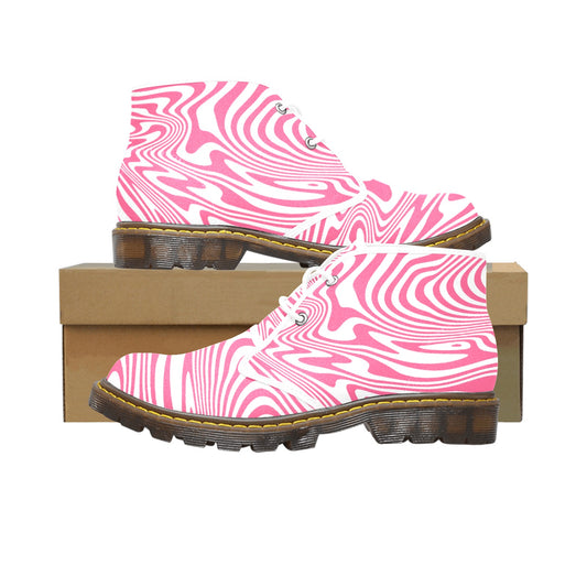 Hot Pink Abstract Swirl Women's Canvas Chukka Boots